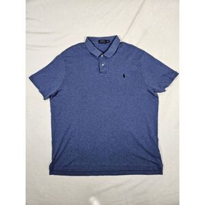 Ralph Lauren Polo Shirt Men's XXL Blue Flesh Pony Cotton Soft Touch‎ Blue Pony